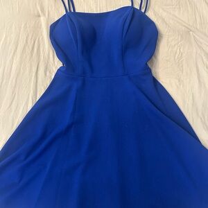 B Darlin Blue Spaghetti Strap Fit and Flare Dress